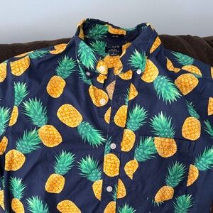J. Crew Men's Blue Shirt with Pineapple Design